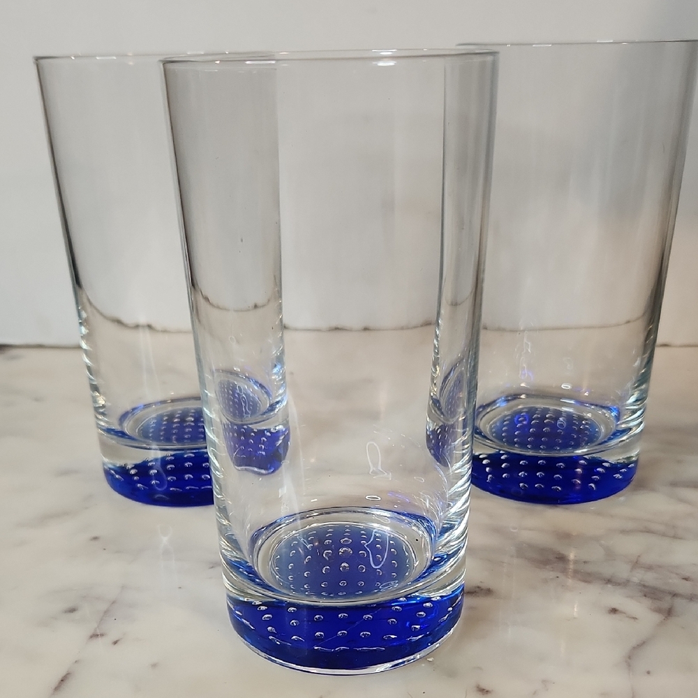Murano Bullicante Bubbles Cobalt Blue | Hand Blown Highball Glasses